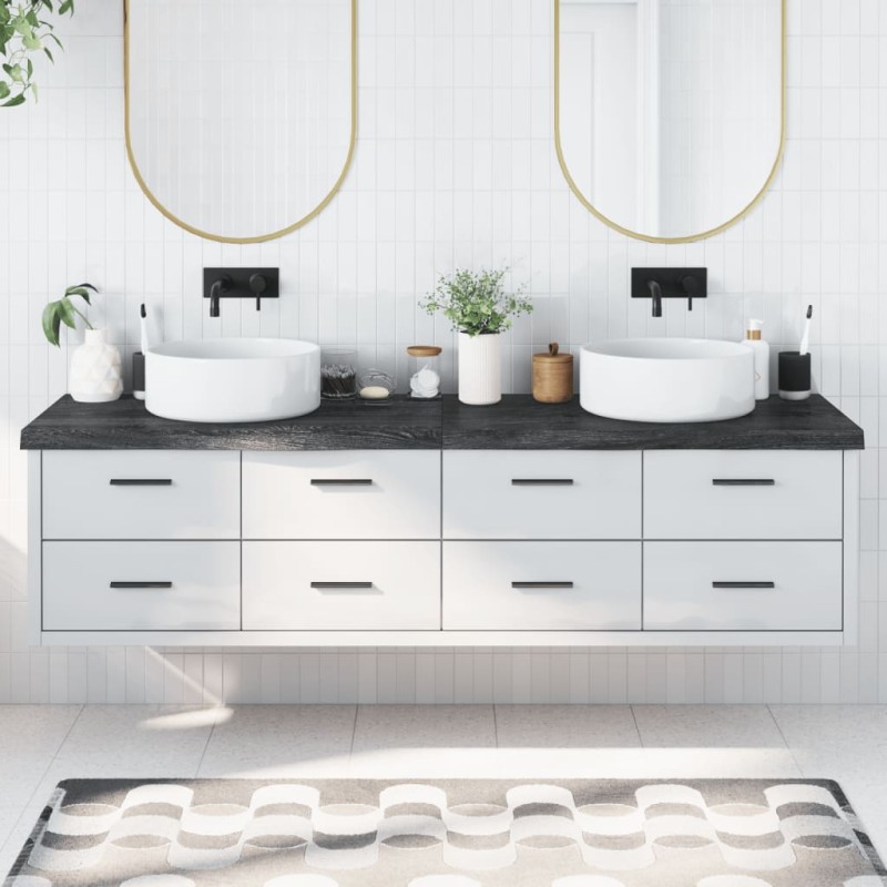 vidaXL Encimera baño madera maciza tratada gris oscuro 200x60x(2-6) cm vidaXL Encimera baño madera maciza tratada gris oscuro 200x60x(2-6) cm
