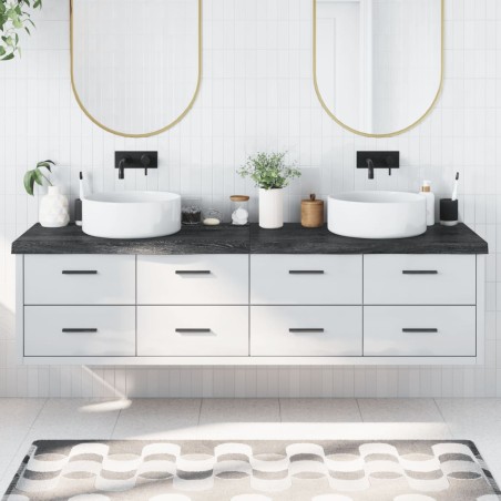 vidaXL Encimera baño madera maciza tratada gris oscuro 200x60x(2-6) cm