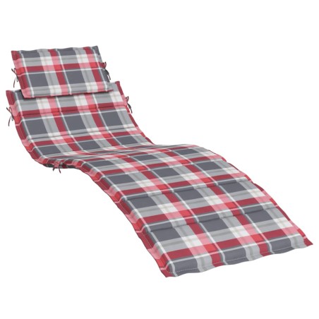 vidaXL Cojín de tumbona de tela Oxford a cuadros rojo 186x58x3 cm