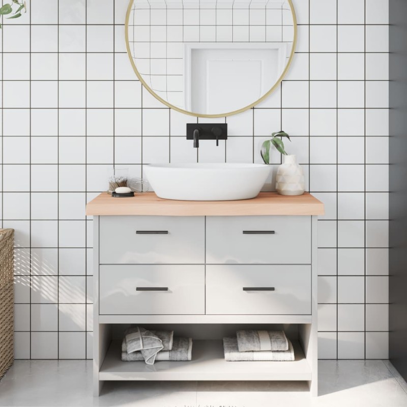 vidaXL Encimera de baño madera maciza sin tratar 100x30x(2-6) cm vidaXL Encimera de baño madera maciza sin tratar 100x30x(2-6) cm