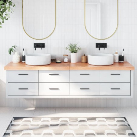 vidaXL Encimera baño madera maciza tratada marrón claro 200x50x(2-6)cm