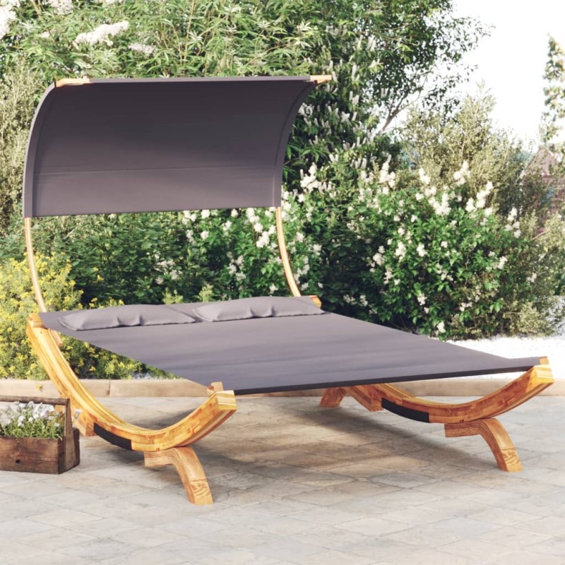 vidaXL Tumbona con dosel madera curvada gris antracita 165x203x126 cm vidaXL Tumbona con dosel madera curvada gris antracita 165x203x126 cm