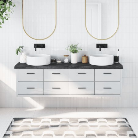 vidaXL Encimera baño madera maciza tratada gris oscuro 180x30x(2-6) cm