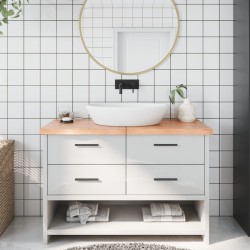 vidaXL Encimera baño madera maciza tratada marrón claro 120x50x(2-4)cm