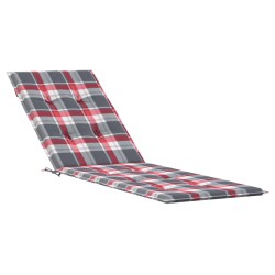 vidaXL Cojín para tumbona estampado a cuadros rojos (75+105)x50x3 cm
