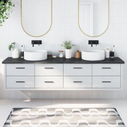 vidaXL Encimera baño madera maciza tratada gris oscuro 220x60x(2-4) cm