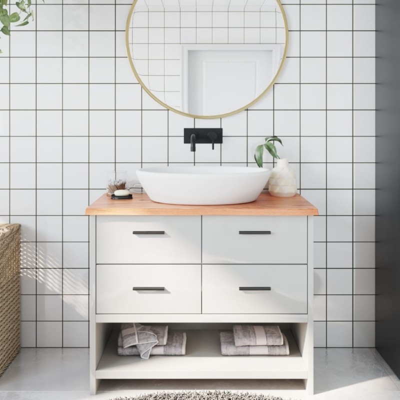 vidaXL Encimera de baño madera maciza tratada marrón claro 100x60x2 cm vidaXL Encimera de baño madera maciza tratada marrón claro 100x60x2 cm