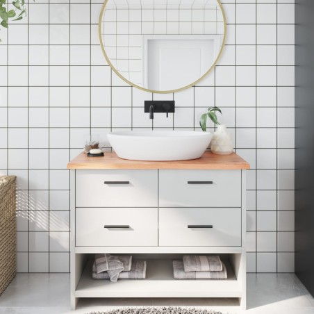 vidaXL Encimera de baño madera maciza tratada marrón claro 100x60x2 cm