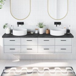 vidaXL Encimera baño madera maciza tratada gris oscuro 200x30x(2-6) cm