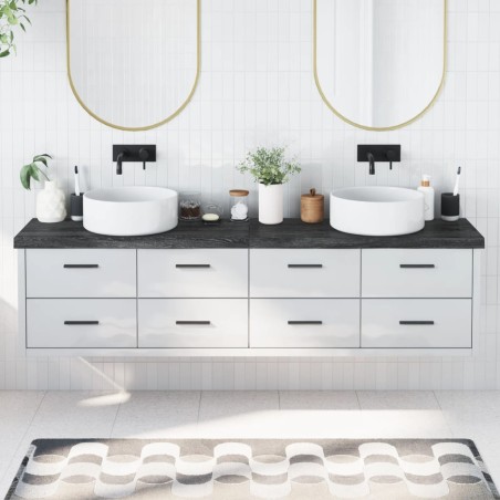 vidaXL Encimera baño madera maciza tratada gris oscuro 200x30x(2-6) cm