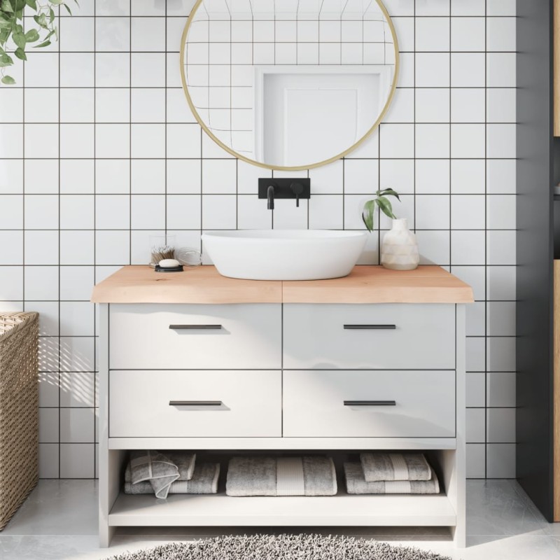vidaXL Encimera de baño madera maciza sin tratar 120x50x(2-6) cm