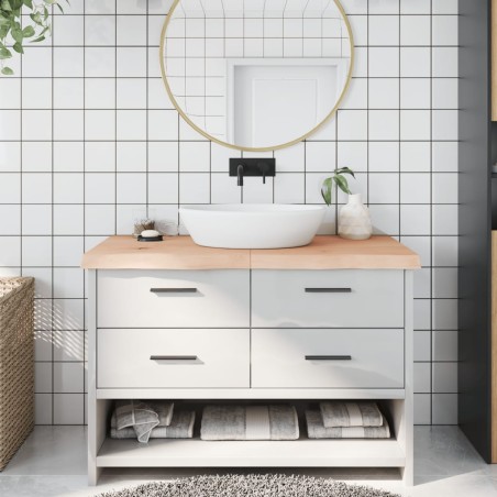 vidaXL Encimera de baño madera maciza sin tratar 120x50x(2-6) cm