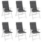 vidaXL Cojín silla de jardín respaldo alto 6 uds tela gris 120x50x3 cm