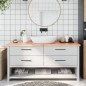 vidaXL Encimera baño madera maciza tratada marrón claro 160x40x(2-4)cm vidaXL Encimera baño madera maciza tratada marrón claro 160x40x(2-4)cm