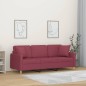 vidaXL Sofá de 3 plazas con cojines tela rojo tinto 180 cm vidaXL Sofá de 3 plazas con cojines tela rojo tinto 180 cm