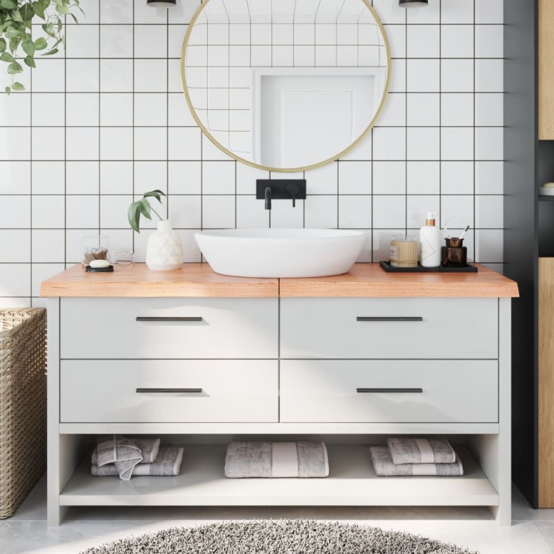 vidaXL Encimera baño madera maciza tratada marrón claro 160x60x(2-6)cm vidaXL Encimera baño madera maciza tratada marrón claro 160x60x(2-6)cm