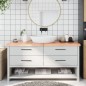 vidaXL Encimera baño madera maciza tratada marrón claro 160x60x(2-6)cm vidaXL Encimera baño madera maciza tratada marrón claro 160x60x(2-6)cm