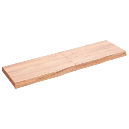 vidaXL Encimera baño madera maciza tratada marrón claro 140x40x(2-6)cm
