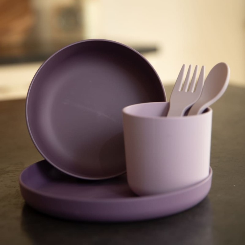 Bo Jungle Vajilla para bebé de 5 piezas CPLA morado y rosa Bo Jungle Vajilla para bebé de 5 piezas CPLA morado y rosa