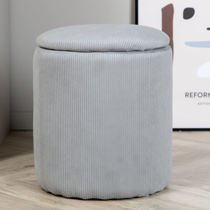 Venture Home Puf Limpen pana gris 32x32x40 cm Venture Home Puf Limpen pana gris 32x32x40 cm