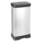 Curver Papelera de pedal Deco rectangular plateada 50 L Curver Papelera de pedal Deco rectangular plateada 50 L
