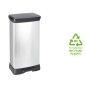 Curver Papelera de pedal Deco rectangular plateada 50 L Curver Papelera de pedal Deco rectangular plateada 50 L