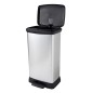 Curver Papelera de pedal Deco rectangular plateada 50 L Curver Papelera de pedal Deco rectangular plateada 50 L