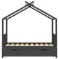 vidaXL Estructura de cama infantil y cajón madera pino gris 80x160cm vidaXL Estructura de cama infantil y cajón madera pino gris 80x160cm