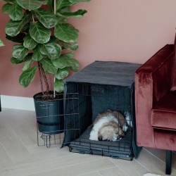 DISTRICT70 Funda para jaula de perros gris oscuro S