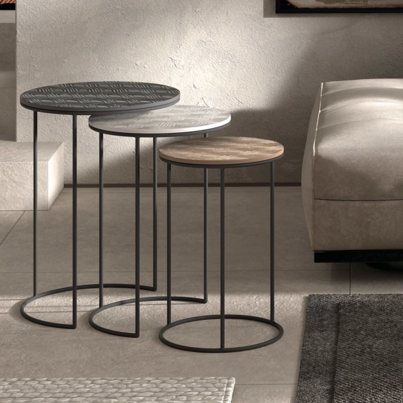 Rousseau Juego de mesa auxiliar de 3 piezas Tiziano metal multicolor Rousseau Juego de mesa auxiliar de 3 piezas Tiziano metal multicolor