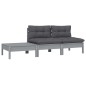 vidaXL Juego muebles de jardín 3 pzas cojines gris madera pino maciza vidaXL Juego muebles de jardín 3 pzas cojines gris madera pino maciza
