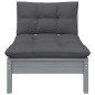 vidaXL Juego muebles de jardín 3 pzas cojines gris madera pino maciza vidaXL Juego muebles de jardín 3 pzas cojines gris madera pino maciza
