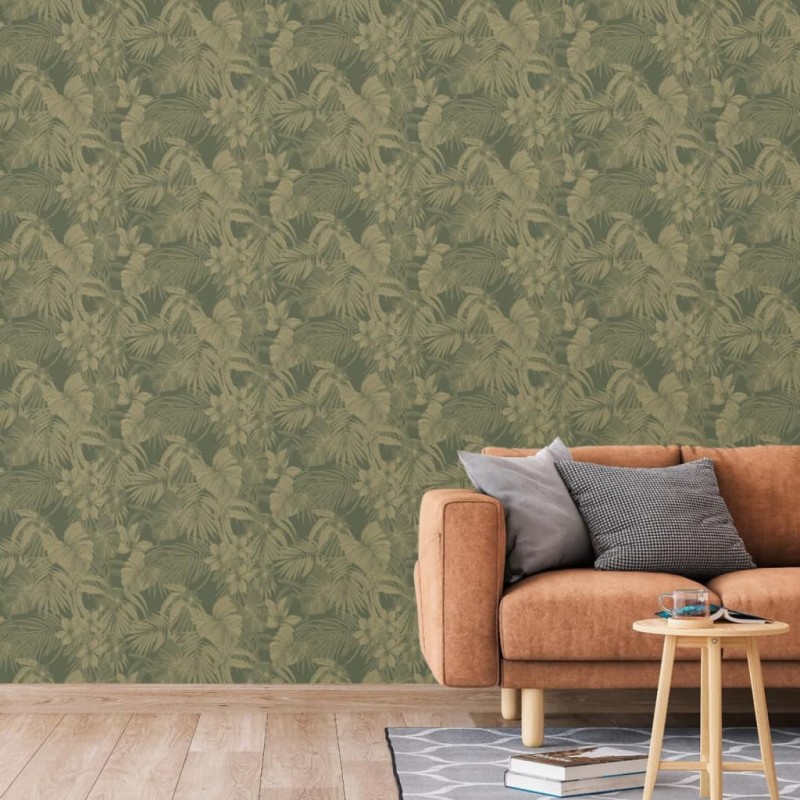DUTCH WALLCOVERINGS Papel pintado Joelle verde y dorado DUTCH WALLCOVERINGS Papel pintado Joelle verde y dorado