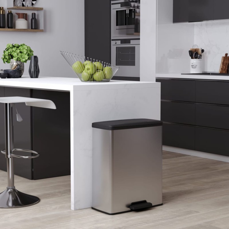 Curver Papelera de pedal Deco rectangular plateado 65 L Curver Papelera de pedal Deco rectangular plateado 65 L