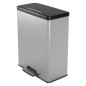 Curver Papelera de pedal Deco rectangular plateado 65 L Curver Papelera de pedal Deco rectangular plateado 65 L