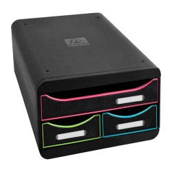 Exacompta Set de cajones para escritorio Black Office 3 cajones negro
