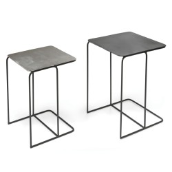 Rousseau Juego de mesas auxiliares 2 piezas Ospera metal negro y gris
