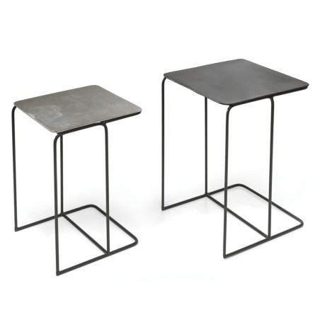 Rousseau Juego de mesas auxiliares 2 piezas Ospera metal negro y gris