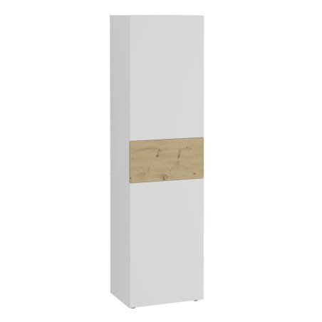 FMD Armario con 2 puertas blanco y roble artesano 54,5x41,7x199,1 cm