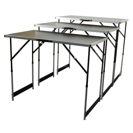 Brüder Mannesmann Set de mesas plegables multiusos 3 piezas aluminio