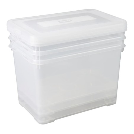 Curver Juego de cajas de almacenamiento Handy transparente 3x65 l 