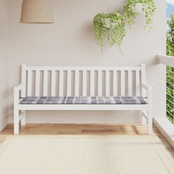 vidaXL Cojín de banco de jardín tela Oxford a cuadros gris 180x50x3 cm