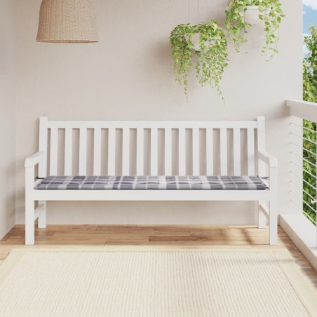 vidaXL Cojín de banco de jardín tela Oxford a cuadros gris 180x50x3 cm