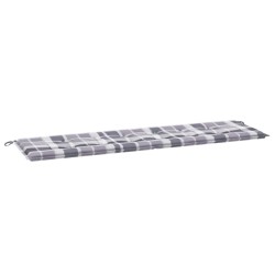vidaXL Cojín de banco de jardín tela Oxford a cuadros gris 180x50x3 cm