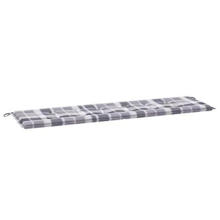 vidaXL Cojín de banco de jardín tela Oxford a cuadros gris 180x50x3 cm