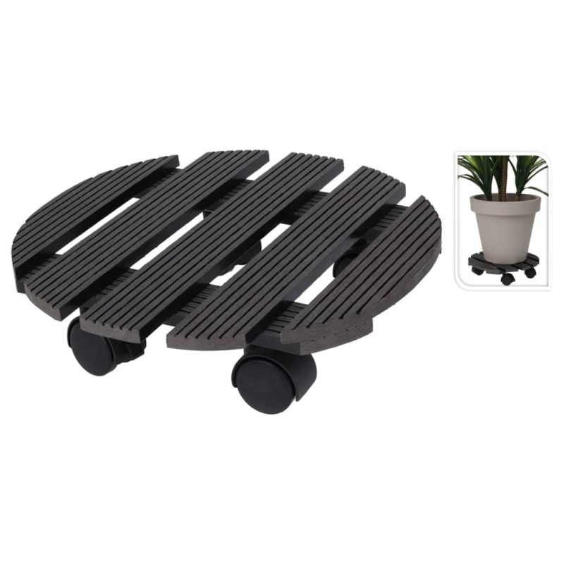 ProGarden Soporte con ruedas para plantas redondo gris 29 cm ProGarden Soporte con ruedas para plantas redondo gris 29 cm
