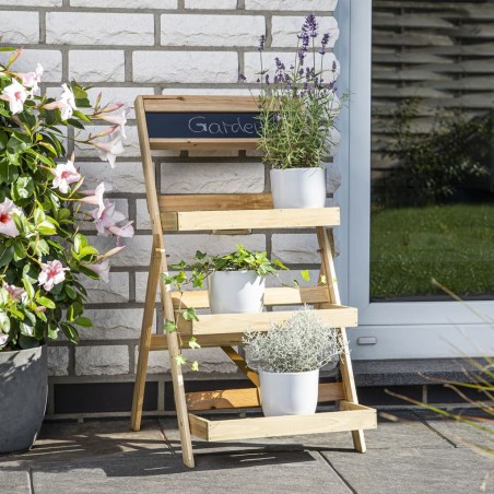 HI Estantería para plantas plegable de 3 alturas madera