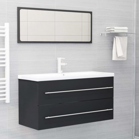vidaXL Set de muebles de baño 2 piezas madera contrachapada gris