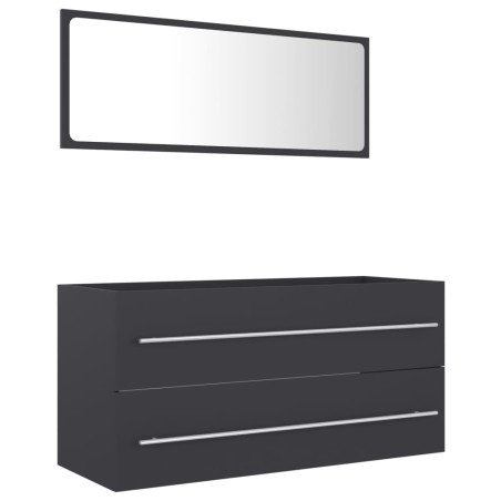 vidaXL Set de muebles de baño 2 piezas madera contrachapada gris