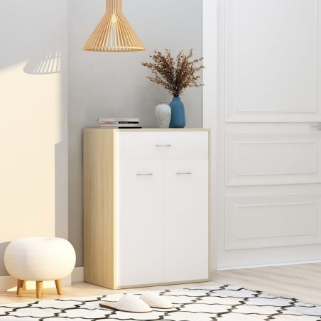 vidaXL Mueble zapatero de contrachapada blanco y roble 60x35x84 cm